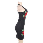Load image into Gallery viewer, Black Floral Detailing on Sleeveless Mini Dress from Rachael K
