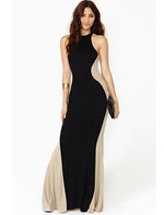 Load image into Gallery viewer, Black &amp; Nude Mermaid Halter Neck Maxi Dress - Elegant Formal Dress by Rachael K
