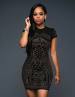 Load image into Gallery viewer, Confident and Stylish in Color Mini Dress with Gold Studs by Rachael K
