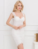 Load image into Gallery viewer, Delicate White Lace Detailing on Sleeveless Mini Dress by Rachael K
