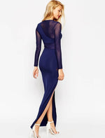 Load image into Gallery viewer, Effortless Glamour: Model Wearing Navy Long Sleeve Maxi Dress by Rachael K
