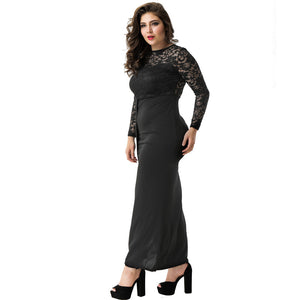 Elegant Black Maxi Lace Dress: Perfect for Formal Events & Evening Parties