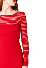 Load image into Gallery viewer, Intricate Sheer Panel Detail on Color Bodycon Dress by Rachael K
