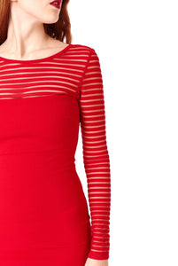 Intricate Sheer Panel Detail on Color Bodycon Dress by Rachael K