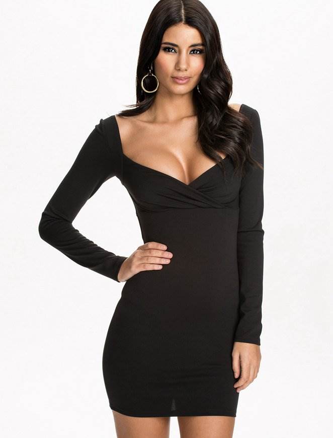 Mini Dress with Long Sleeves, V-Neckline, and Backless Detail by Rachael K - Perfect for Parties