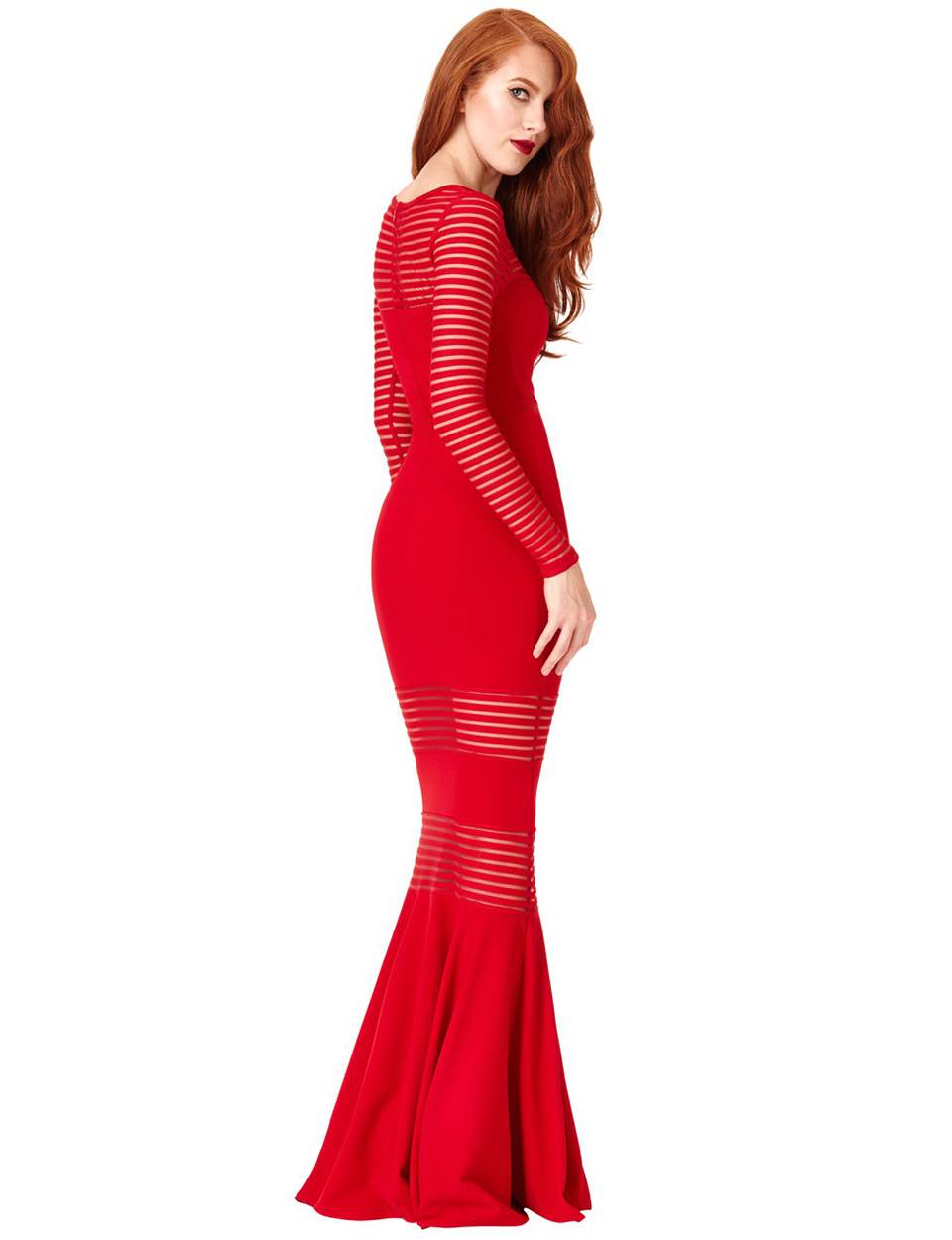 Model Wearing Color Sheer Panel Bodycon Dress - Perfect for Parties