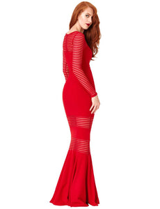 Model Wearing Color Sheer Panel Bodycon Dress - Perfect for Parties
