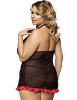 Load image into Gallery viewer, Sheer Mesh Satin Halter Babydoll Chemise Valentines Lingerie
