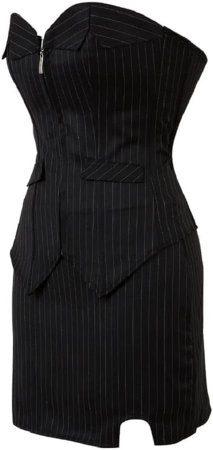 Embrace Confidence: Black Pinstripe Lingerie Ensemble for a Night Out.