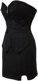 Load image into Gallery viewer, Embrace Confidence: Black Pinstripe Lingerie Ensemble for a Night Out.
