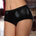 Load image into Gallery viewer, Plus Size Open Back Faux Leather Panty with Frills - Front View - Rachael K
