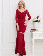 Load image into Gallery viewer, Ruby Red Lace Dress with 3/4 Sleeves - Stand Out in Style
