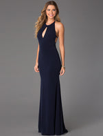 Load image into Gallery viewer, Shop Now: Navy Maxi Dress with Flattering Halter Neckline
