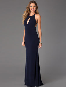 Shop Now: Navy Maxi Dress with Flattering Halter Neckline