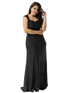 Shop Now: Sexy Plus Size Black Maxi Dress with Backless Design
