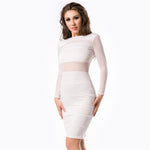 Load image into Gallery viewer, White Bodycon Dress with Long Sleeves &amp; Chic Knee-Length Design - Rachael K
