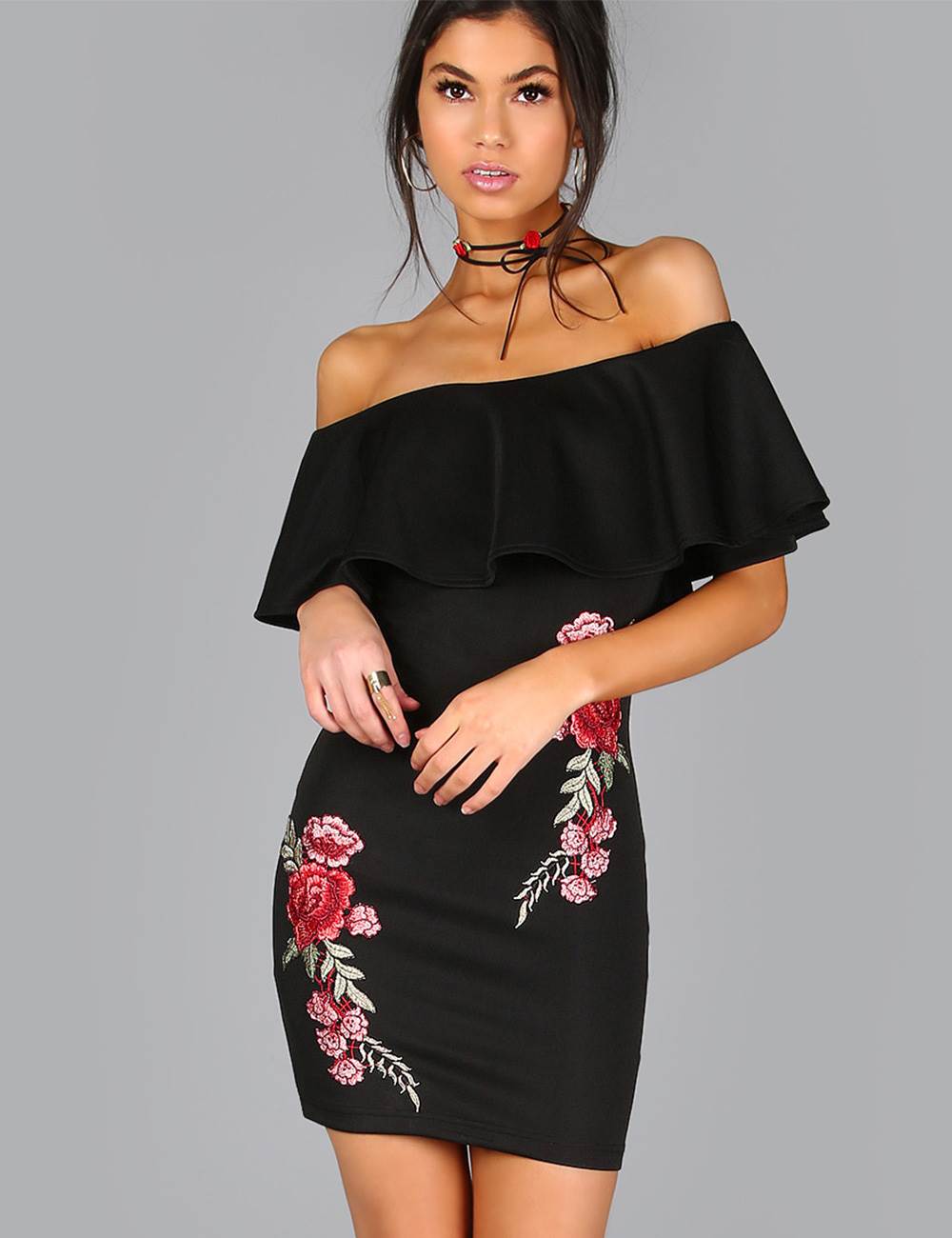 Black Off-Shoulder Mini Dress - Sexy and Perfect for Parties by Rachael K
