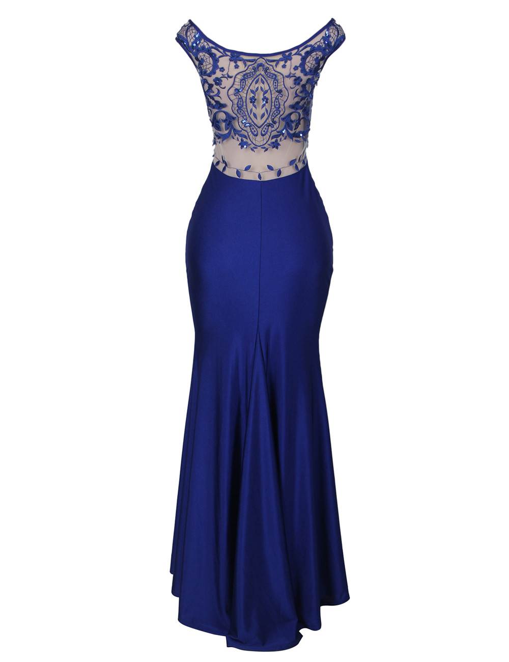 Blue Embroidered Off-the-Shoulder Maxi Dress - Elegant Formal Dress by Rachael K