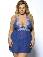 Load image into Gallery viewer, Curvy lace babydoll lingerie set available in black, red, and teal green
