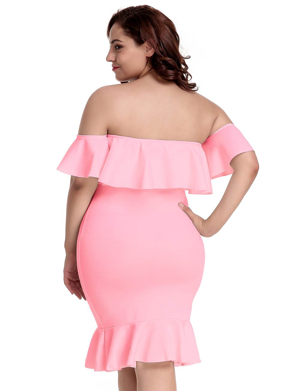 Delicate Ruffles Detail on the Pink Off-Shoulder Mini Dress by Rachael K
