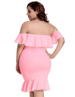 Load image into Gallery viewer, Delicate Ruffles Detail on the Pink Off-Shoulder Mini Dress by Rachael K
