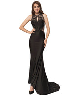 Load image into Gallery viewer, High Neck Mermaid Tail Embroidered Formal Maxi Evening Dress
