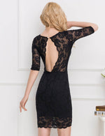 Load image into Gallery viewer, Intricate Lace Detail on Plus Size Blue Dress by Rachael K
