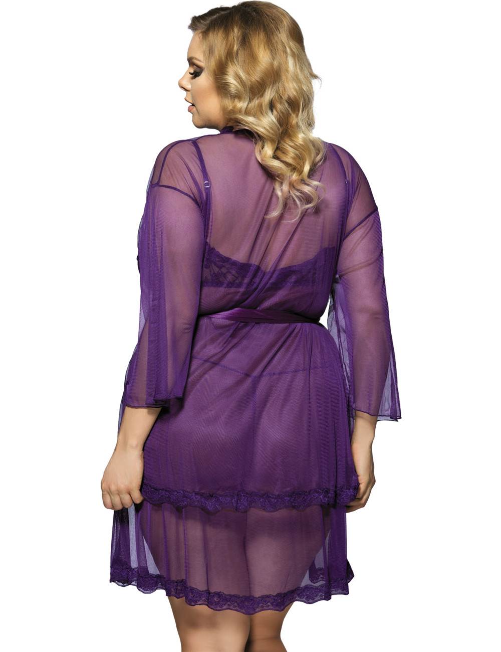 Dreamscape Indulgence: Plus Size Chemise, Robe & G-String Set