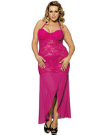 Load image into Gallery viewer, Long ruby red lingerie gown with a halter neckline, designed for passion and sophistication, part of the Rachael K collection.
