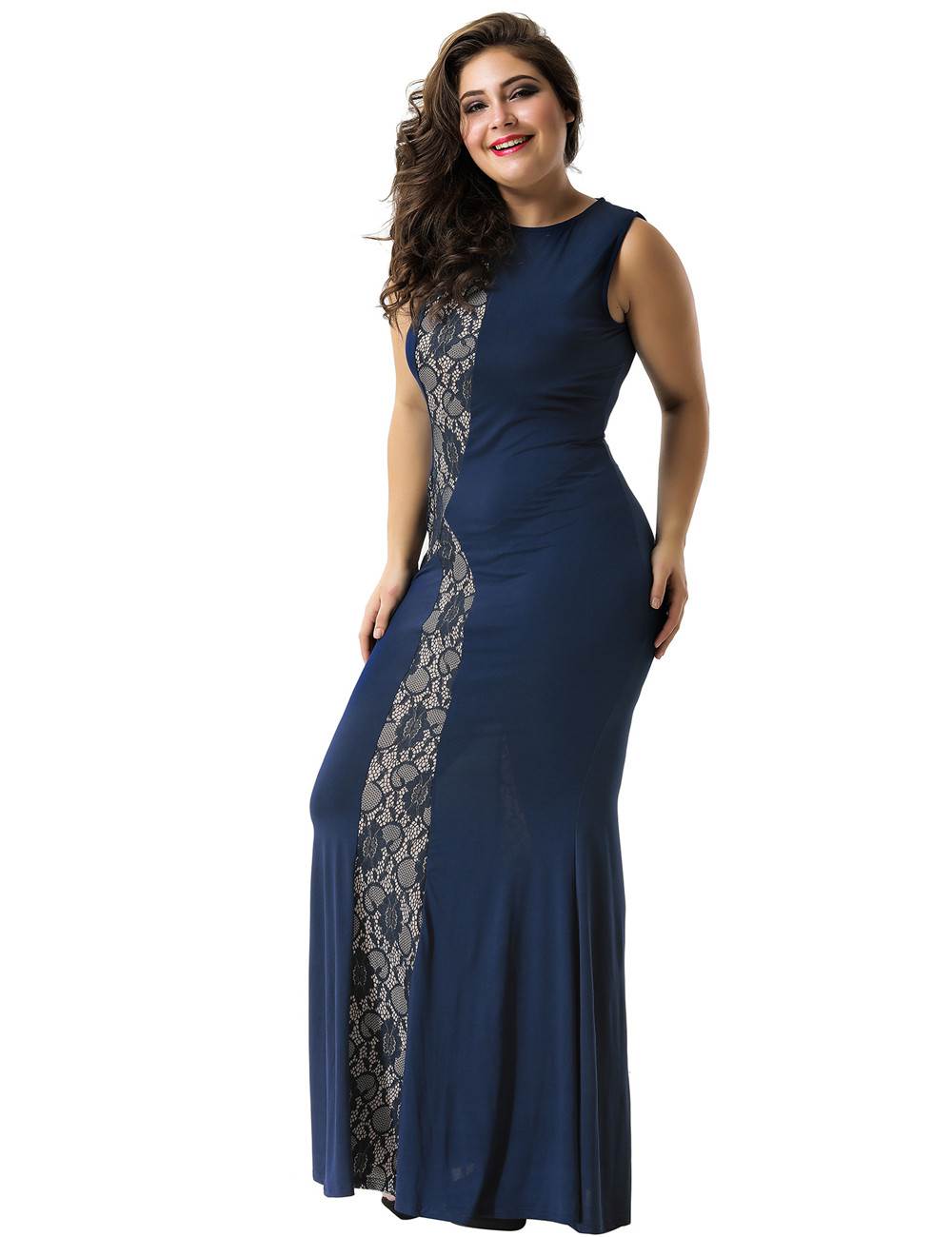 Navy Sleeveless Maxi Dress - Elegant Evening Wear for Special Occasions