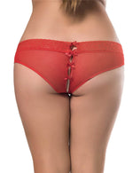 Load image into Gallery viewer, Red Printed Mesh Panty with Peek-A-Boo Detail - Front View - Rachael K
