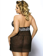 Load image into Gallery viewer, Plus size halter lace chemise lingerie with matching panty in black, red, and teal green
