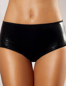 Plus Size Faux Leather Panty with Gold Chain Waist - Front View - Rachael K