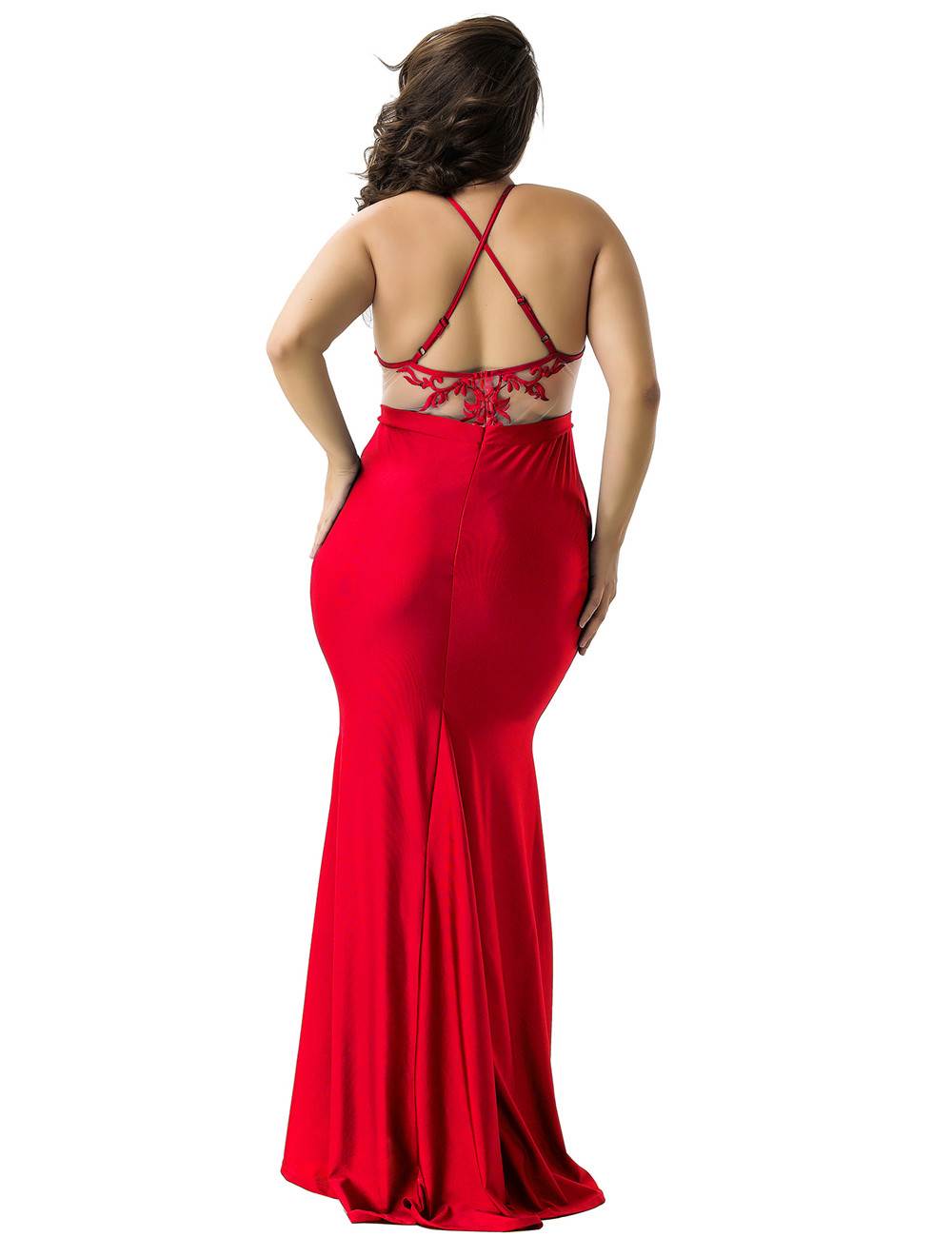 Red Sleeveless Maxi Dress, Plus Size, Bold and Elegant Design