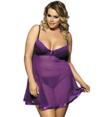 Load image into Gallery viewer, Rachael K’s plus-size babydoll lingerie set in multiple colors—pink, black, red, and white—crafted for confident, curvy women.
