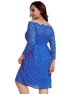Load image into Gallery viewer, Romantic and chic plus-size blue lace dress, designed for weddings, galas, and special events.
