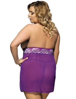 Load image into Gallery viewer, Romantic plus size lingerie set with lace chemise and panty in multiple colors
