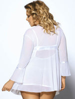 Load image into Gallery viewer, Sophisticated white plus size babydoll and robe set, perfect for bridal lingerie
